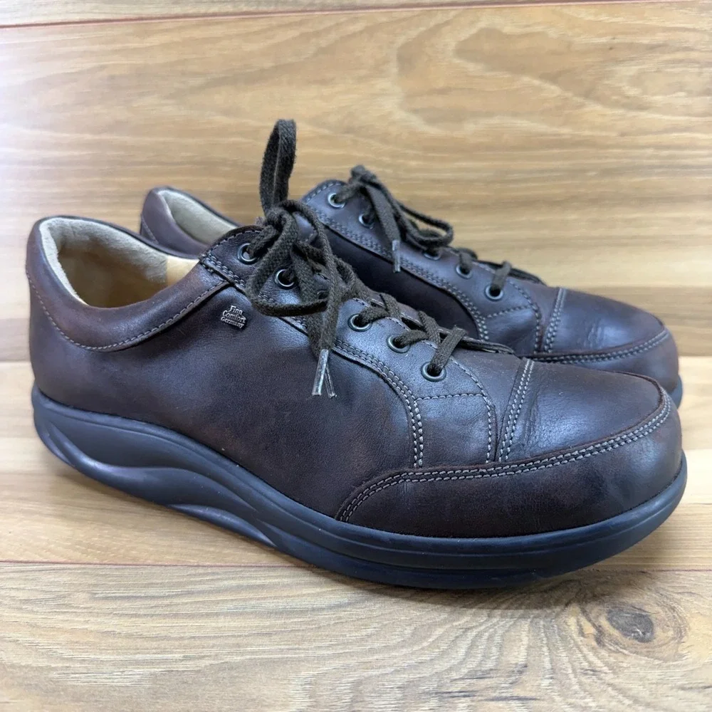 FINN Comfort Huelva Oxford Mens 9 W UK 8.5 Brown Leather Walking Casual Travel